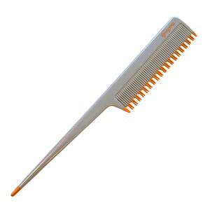 GOODY Unbreakable style Plastic 8" Orange grey Rat‎ tail  Comb Retro USA